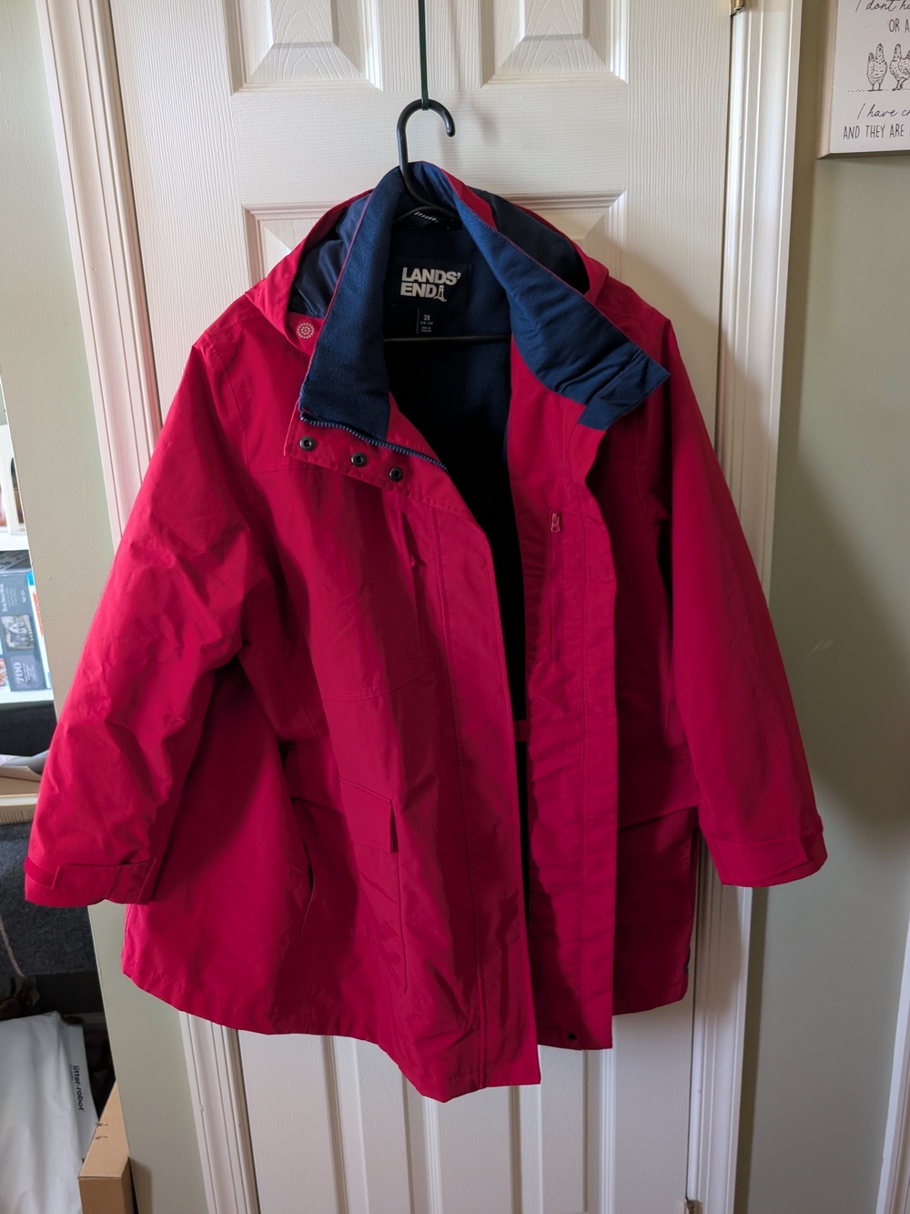Red Women's Squall Hooded Waterproof Raincoat
